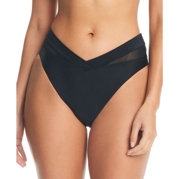 Bar III Women's Natural Beauty High Leg Bikini Bottoms black Medium - Picture 2 of 8